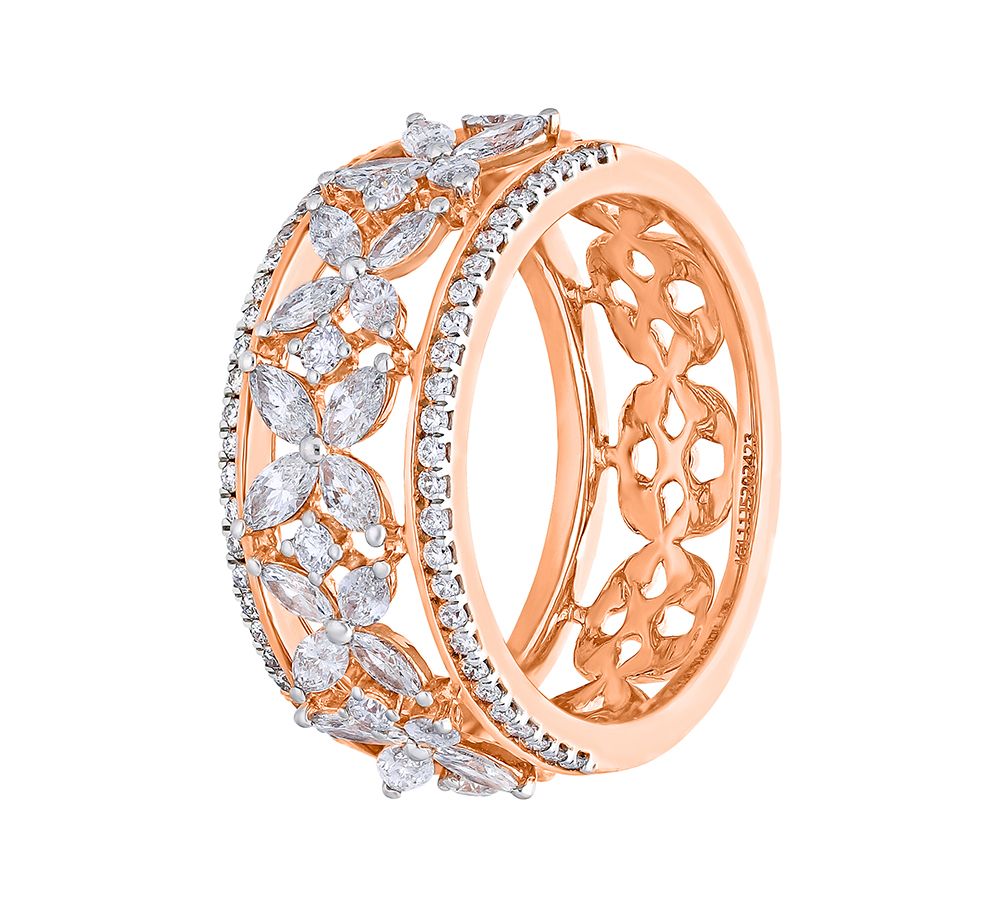 Circular Diamond and Rose Gold Finger Ring-Rings-ORG22319