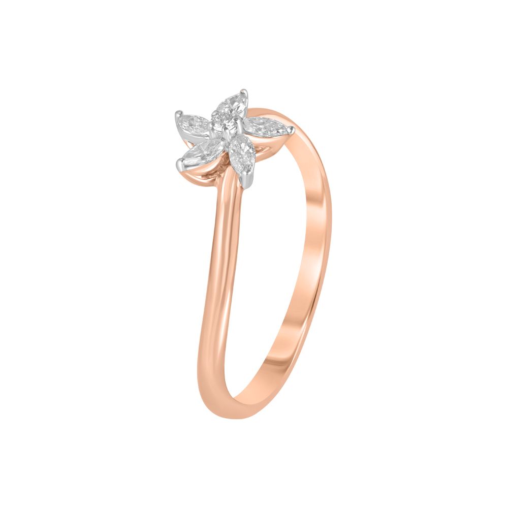 Glossy Rose Gold and Diamond Finger Ring-Rings-ORG22328