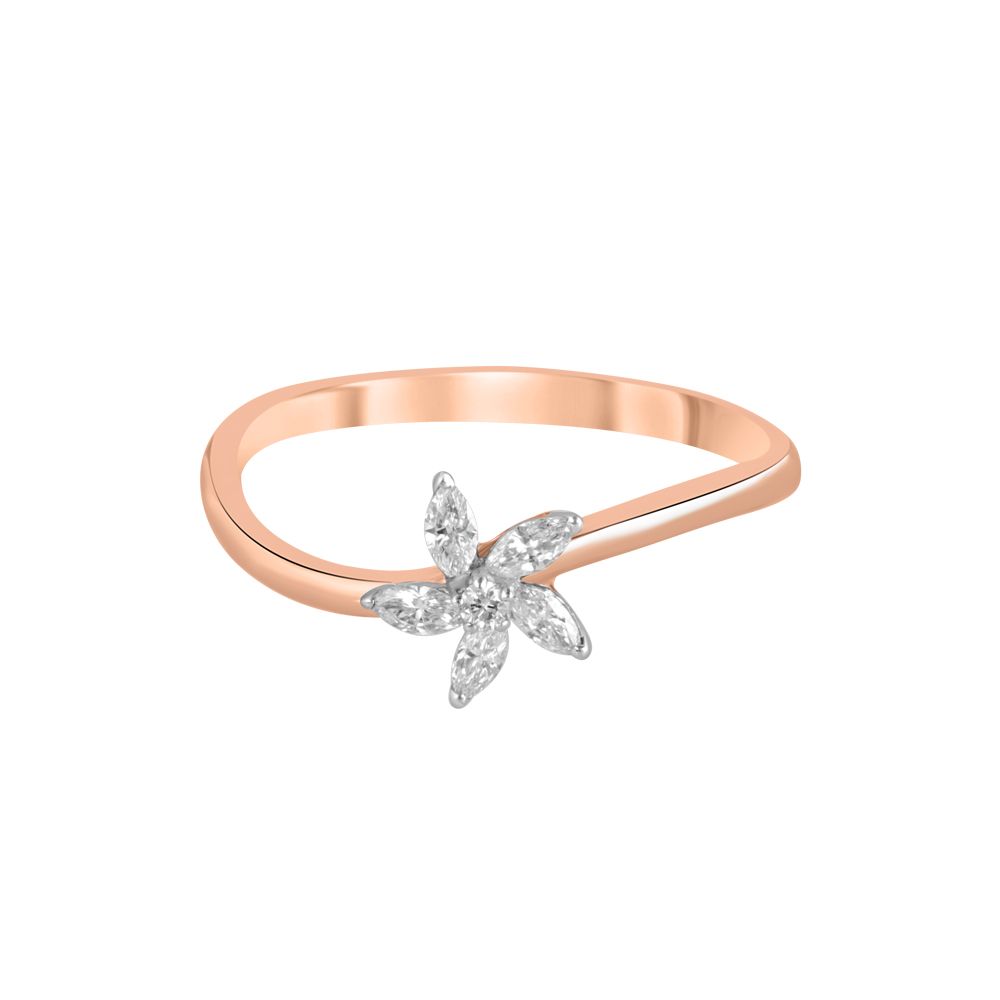Glossy Rose Gold and Diamond Finger Ring-Rings-ORG22328