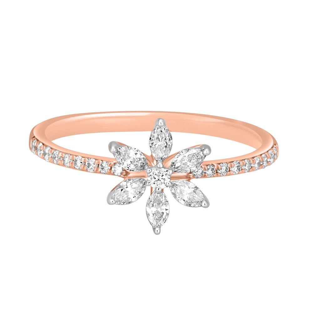 Floral Diamond and Rose Gold Ring-Rings-ORG22331