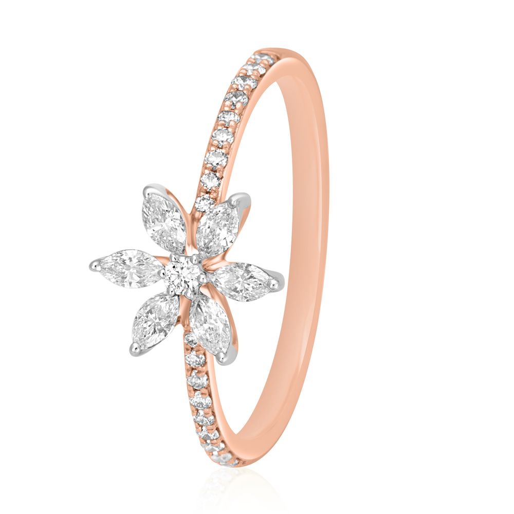 Floral Diamond and Rose Gold Ring-Rings-ORG22331
