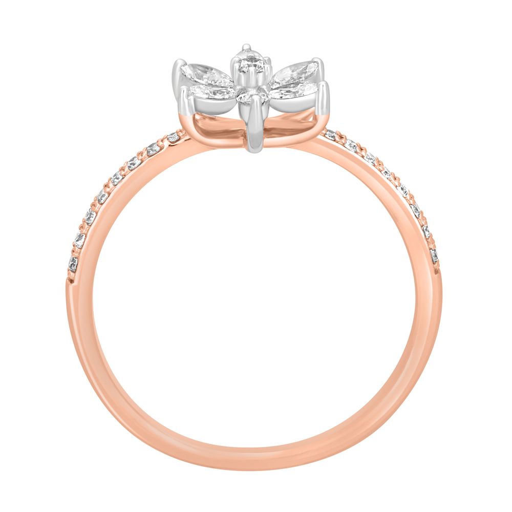 Floral Diamond and Rose Gold Ring-Rings-ORG22331