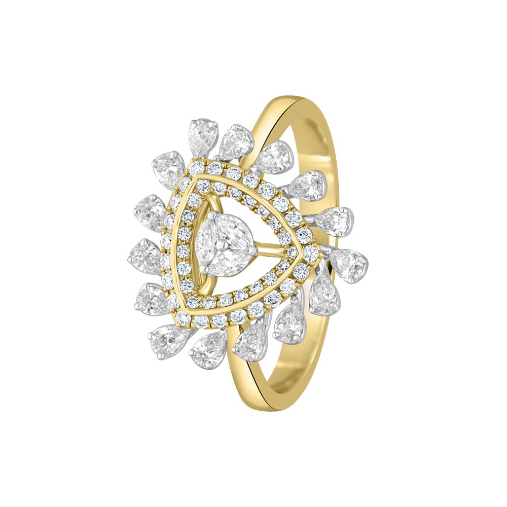 Sleek Yellow Gold and Diamond Finger Ring-Rings-ORG22335