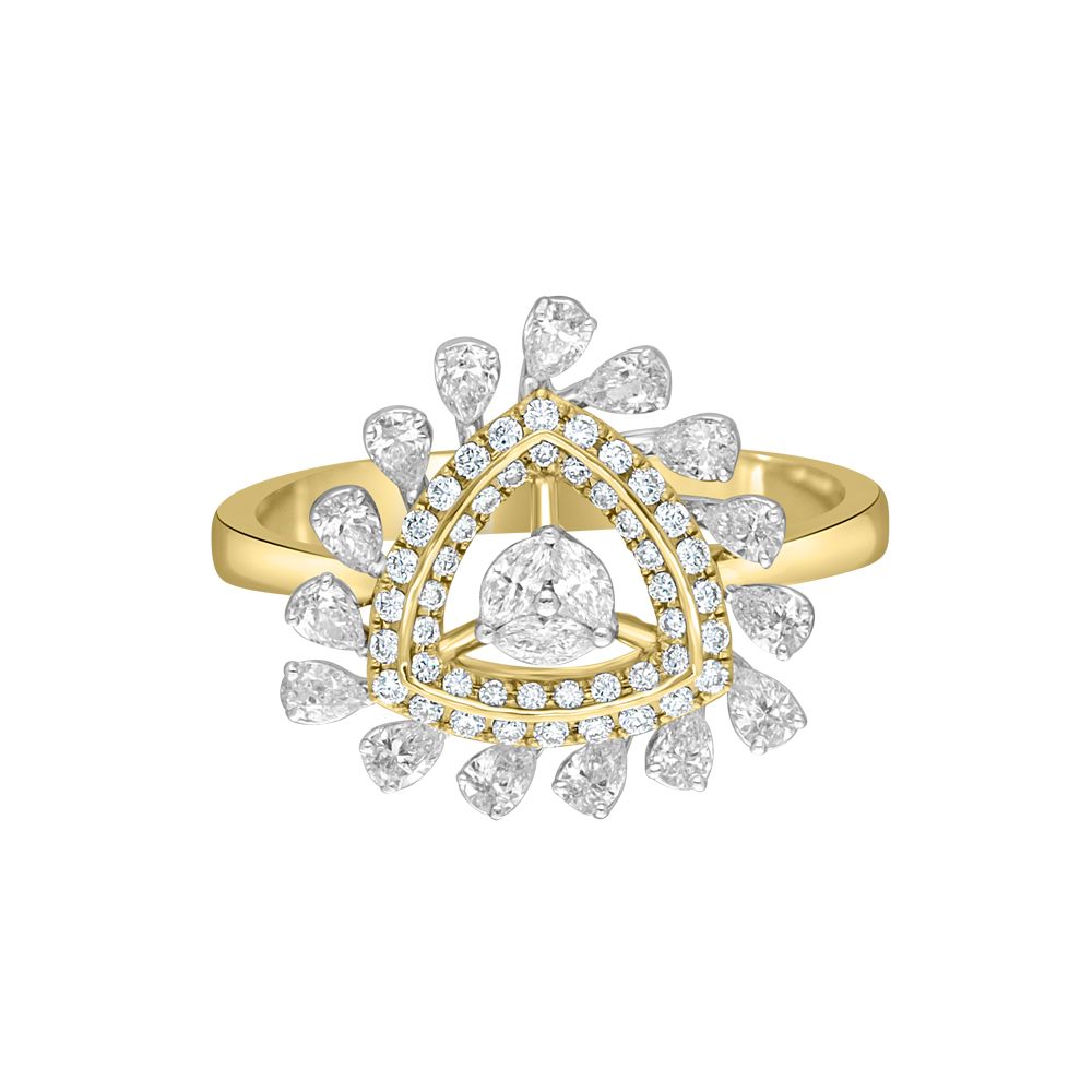 Sleek Yellow Gold and Diamond Finger Ring-Rings-ORG22335