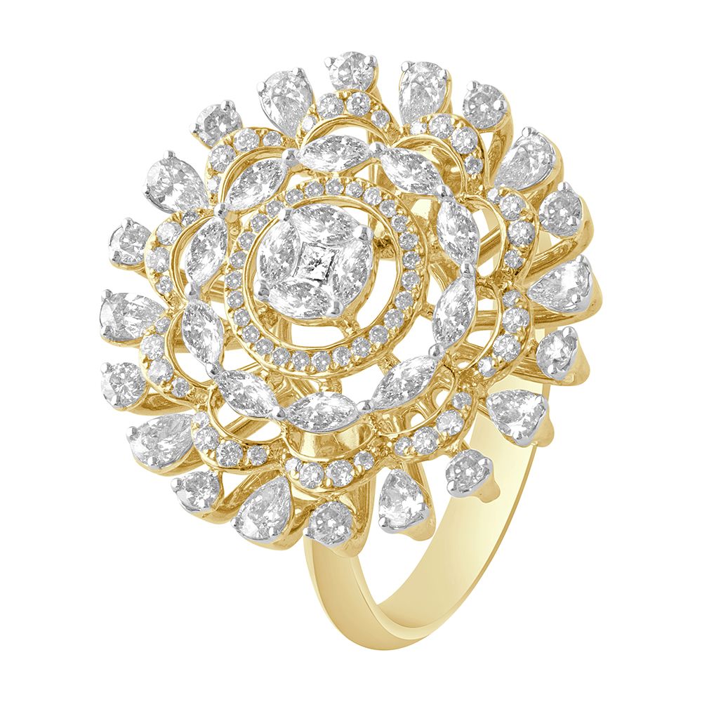 Floral Finger Ring in Rose Gold-Rings-ORG22336