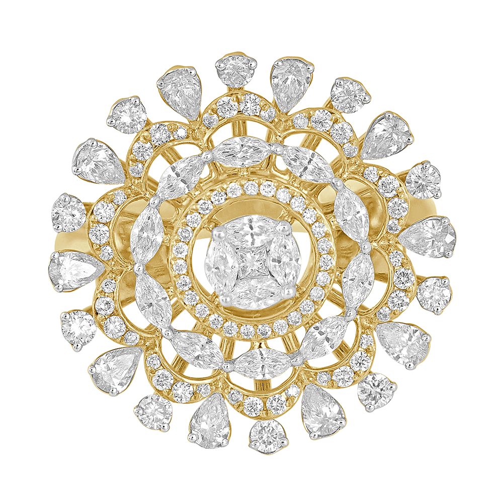 Floral Finger Ring in Rose Gold-Rings-ORG22336