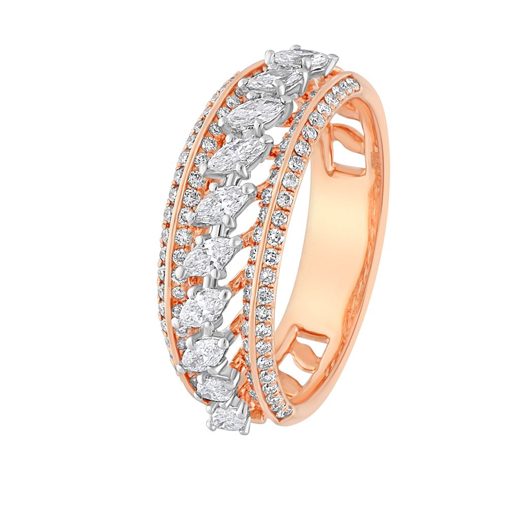 Classy Diamond Finger Ring in Rose Gold-Rings-ORG22339