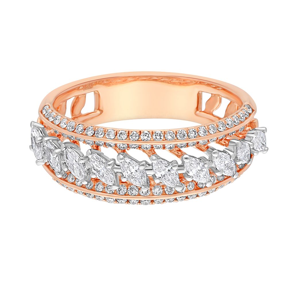 Classy Diamond Finger Ring in Rose Gold-Rings-ORG22339