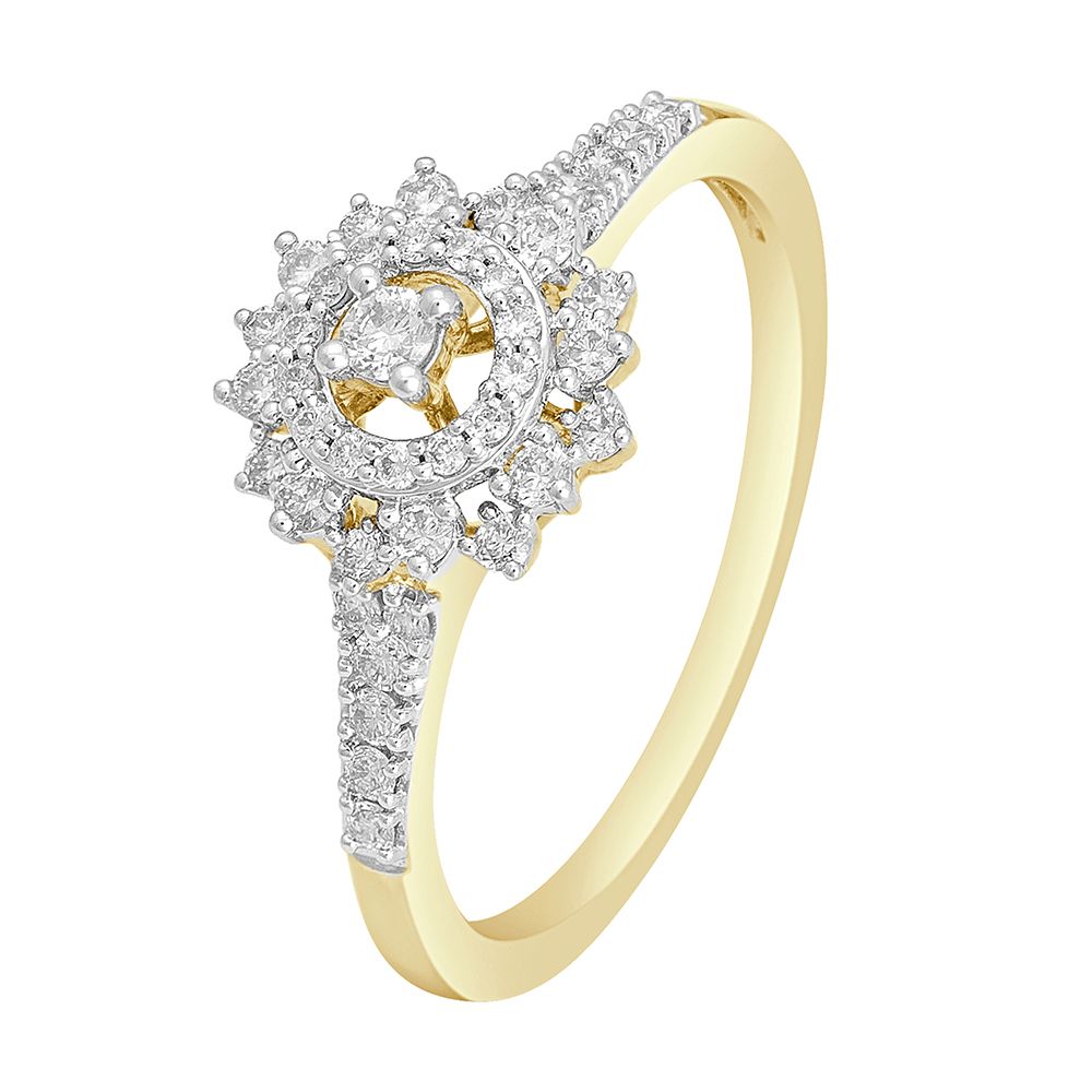 Sunflower Design Diamond Finger Ring-Rings-ORG23019-D400RFB