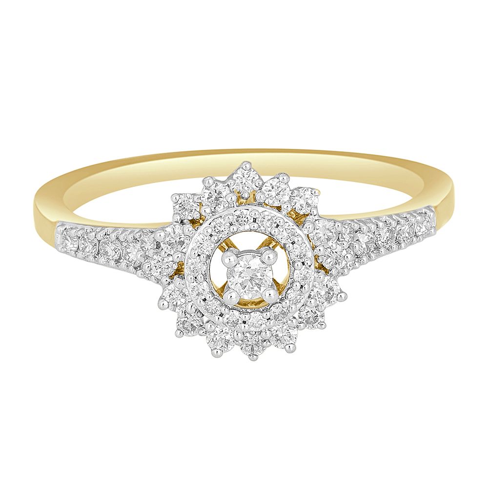 Sunflower Design Diamond Finger Ring-Rings-ORG23019-D400RFB