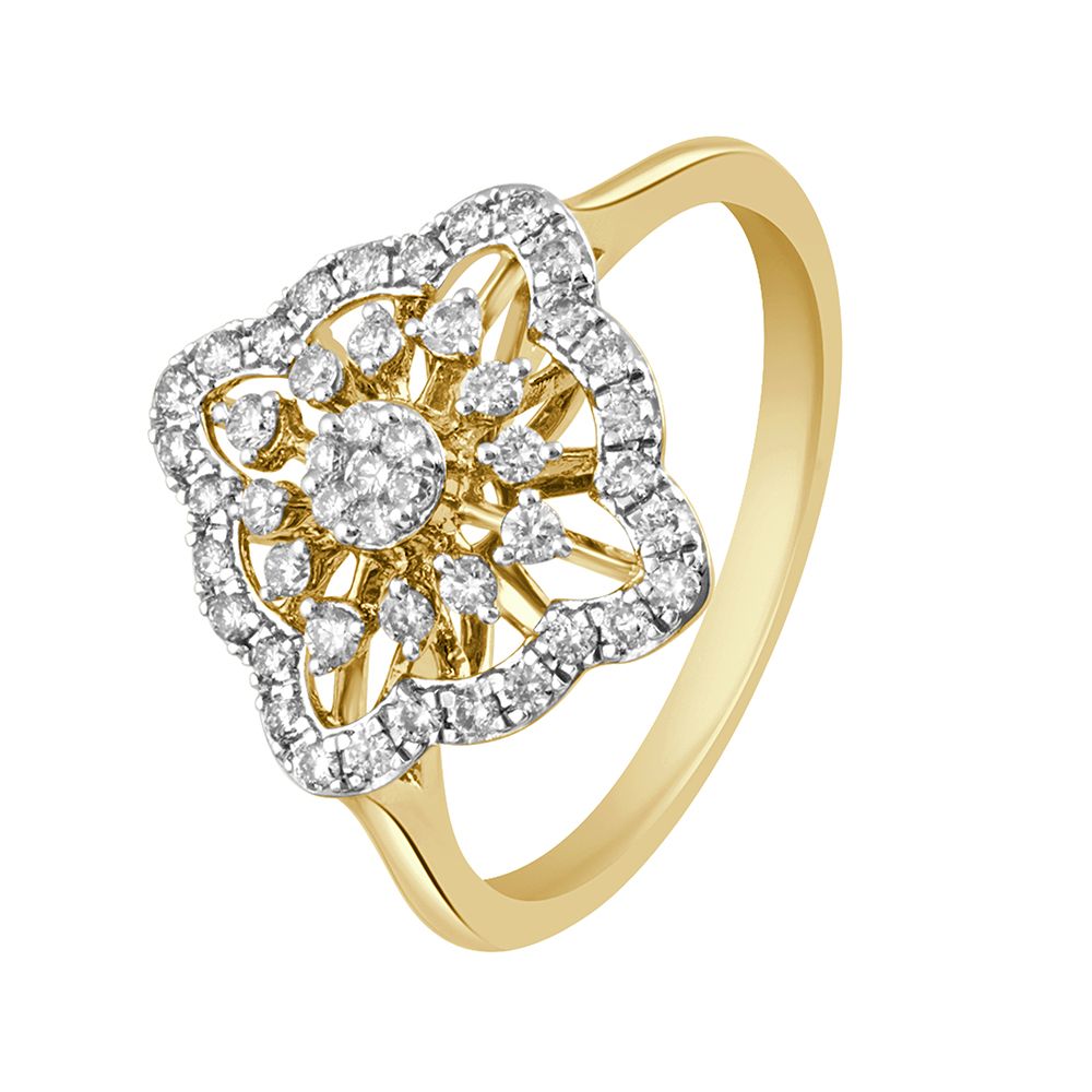 Rhombus Floral Diamond Ring-Rings-ORG23021