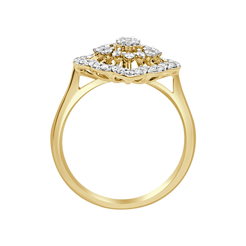 Rhombus Floral Diamond Ring-Rings-ORG23021