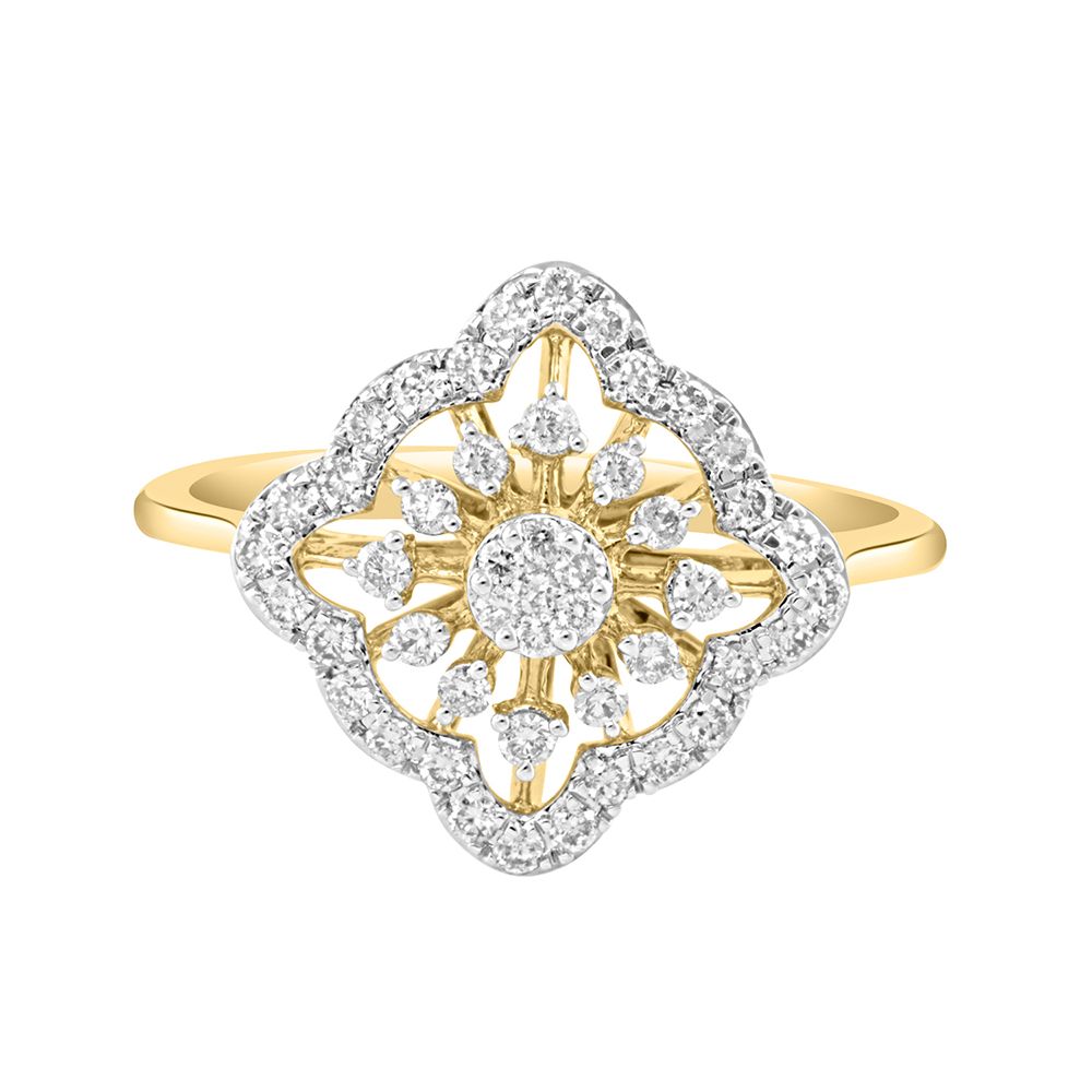 Rhombus Floral Diamond Ring-Rings-ORG23021