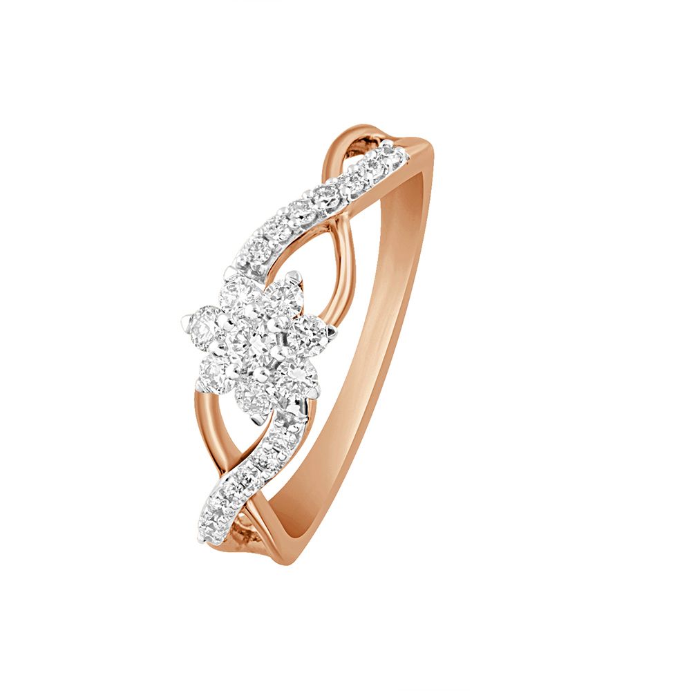Floral Intertwined Diamond and Gold Ring-Rings-ORG23025-D400XJB
