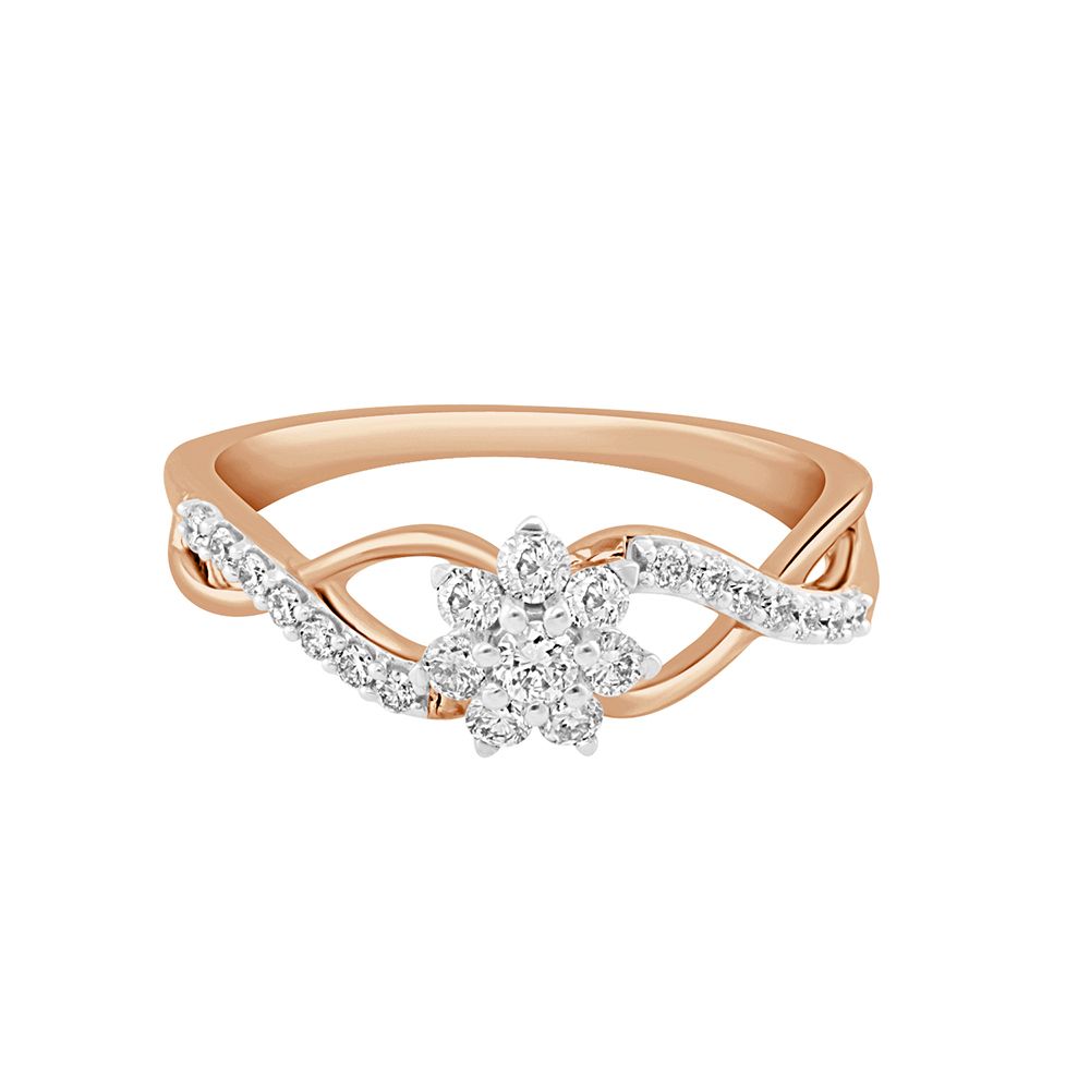 Floral Intertwined Diamond and Gold Ring-Rings-ORG23025-D400XJB