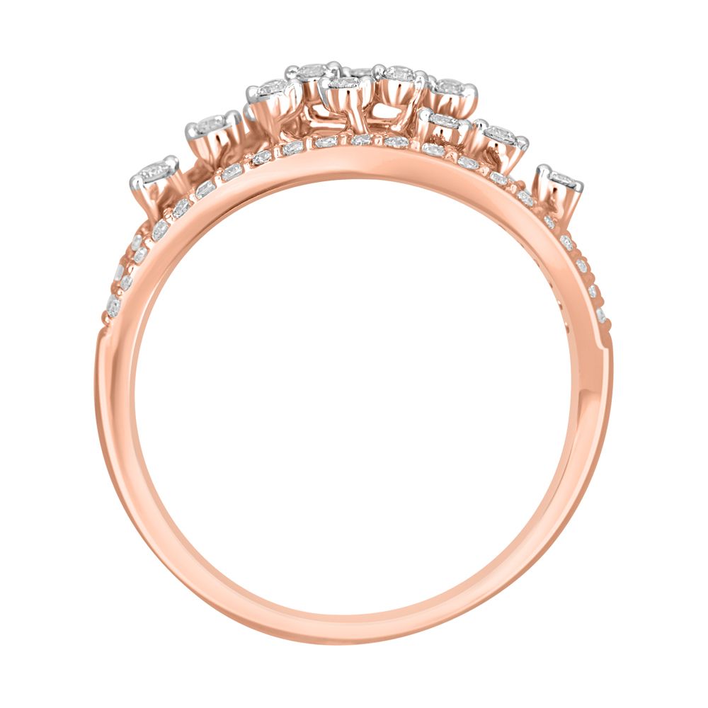 Shimmery Curved Design Diamond Finger Ring in 18KT Rose Gold-Rings-ORG23029