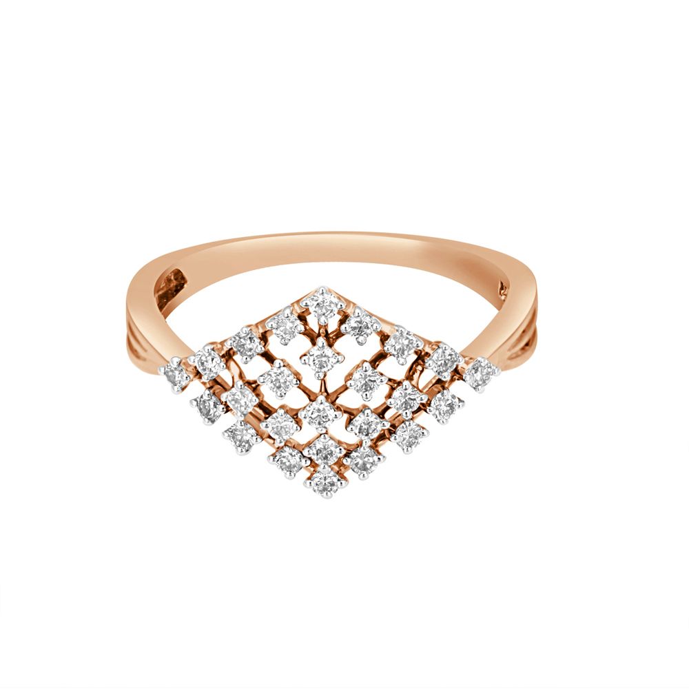 Net Patterned Diamond Finger Ring-Rings-ORG23033