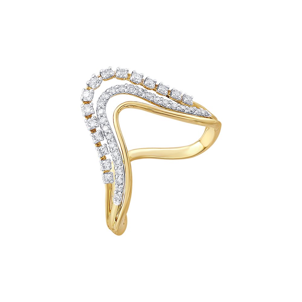 18KT Yellow Gold Diamond Finger Ring-Rings-ORG23036