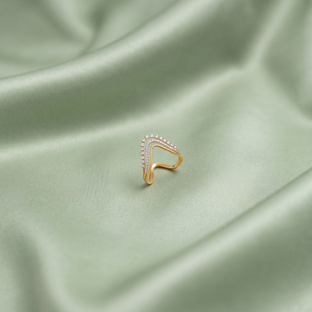 18KT Yellow Gold Diamond Finger Ring-Rings-ORG23036