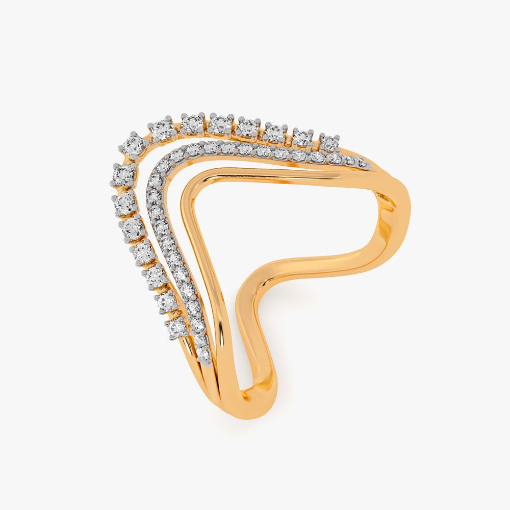 18KT Yellow Gold Diamond Finger Ring-Rings-ORG23036