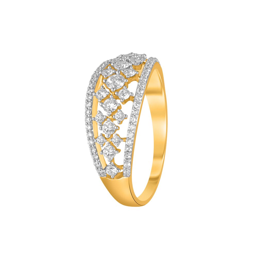 Charming 18KT Yellow Gold and Diamond Finger Ring-Rings-ORG23050
