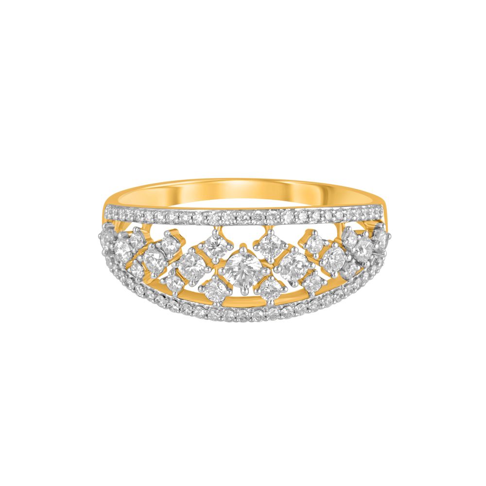 Charming 18KT Yellow Gold and Diamond Finger Ring-Rings-ORG23050