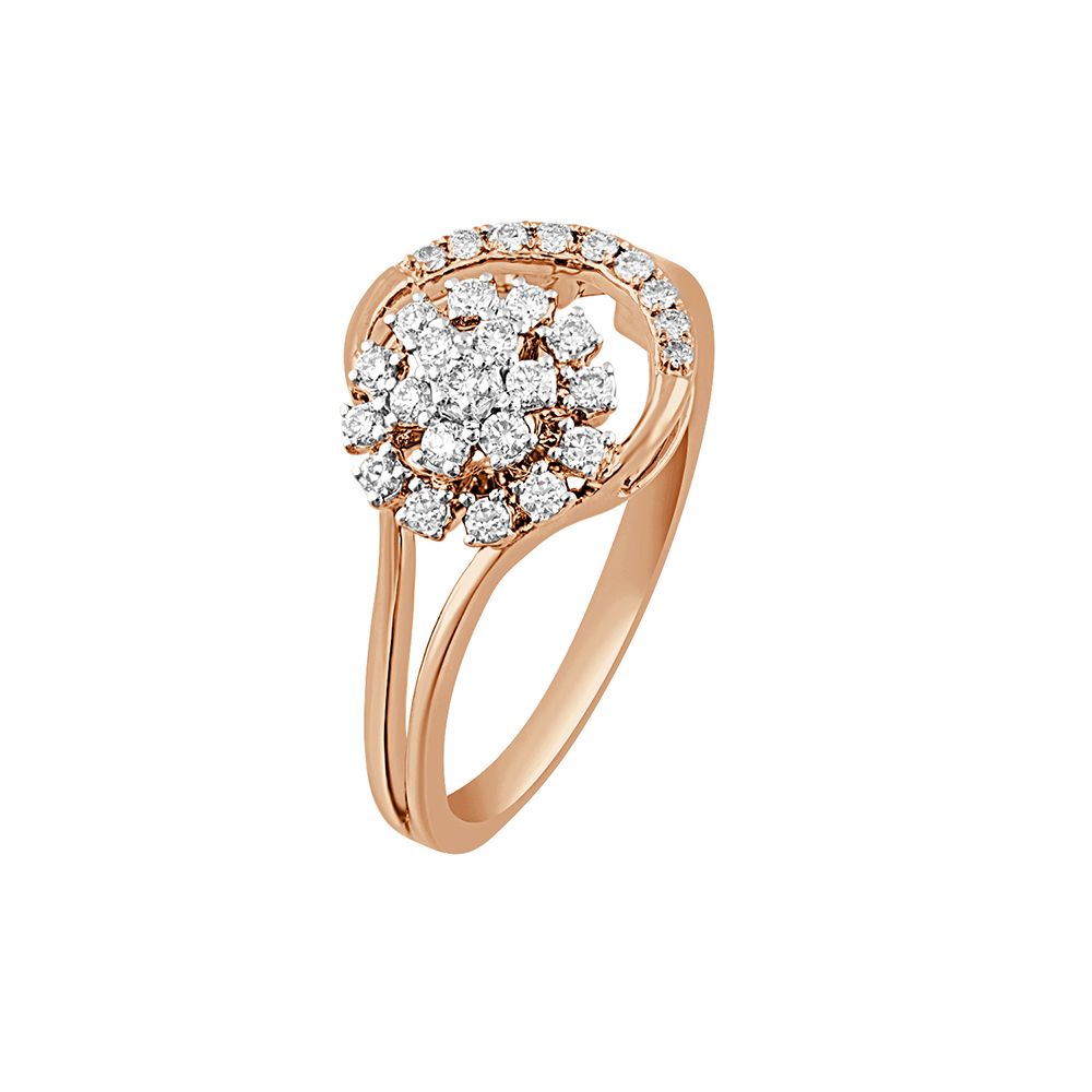 Buy Round Designer 18KT Rose Gold and Diamond Finger Ring ORG23055