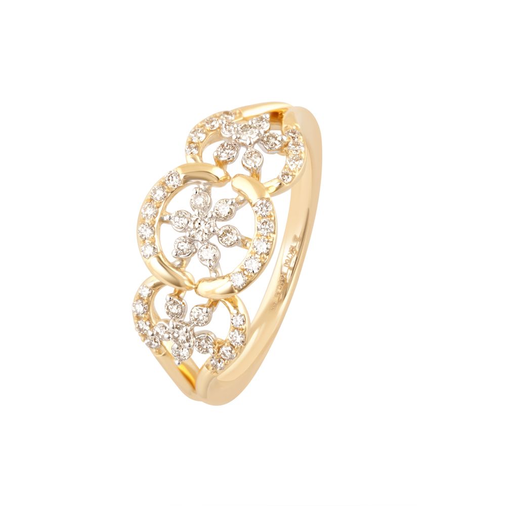 Crown Design Diamond Finger Ring in 18KT Yellow Gold-Rings-ORG23059-D400RJB