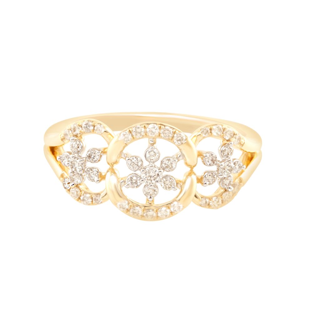 Crown Design Diamond Finger Ring in 18KT Yellow Gold-Rings-ORG23059-D400RJB