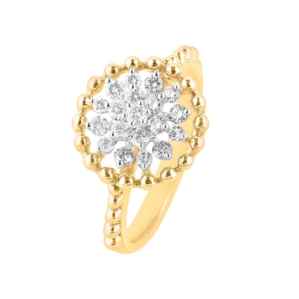 Round Shining Diamond Finger Ring in 18KT Yellow Gold-Rings-ORG23061