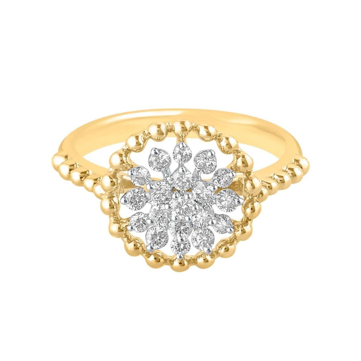 Round Shining Diamond Finger Ring in 18KT Yellow Gold-Rings-ORG23061