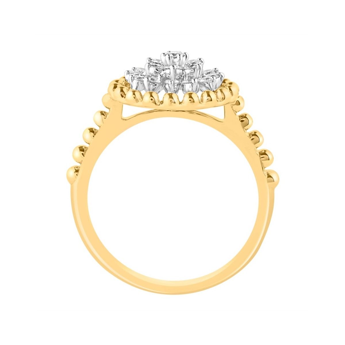 Round Shining Diamond Finger Ring in 18KT Yellow Gold-Rings-ORG23061