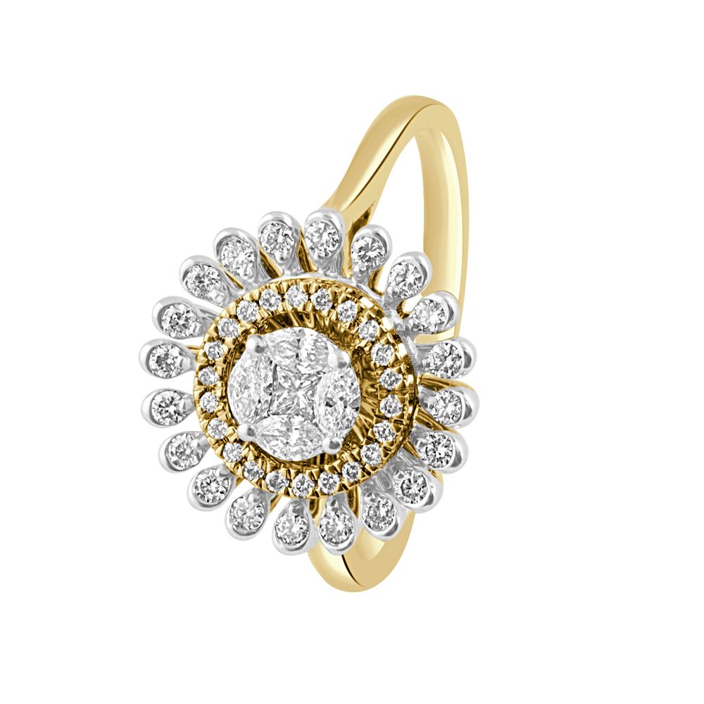 Circular Diamond and Gold Finger Ring-Rings-ORG23062