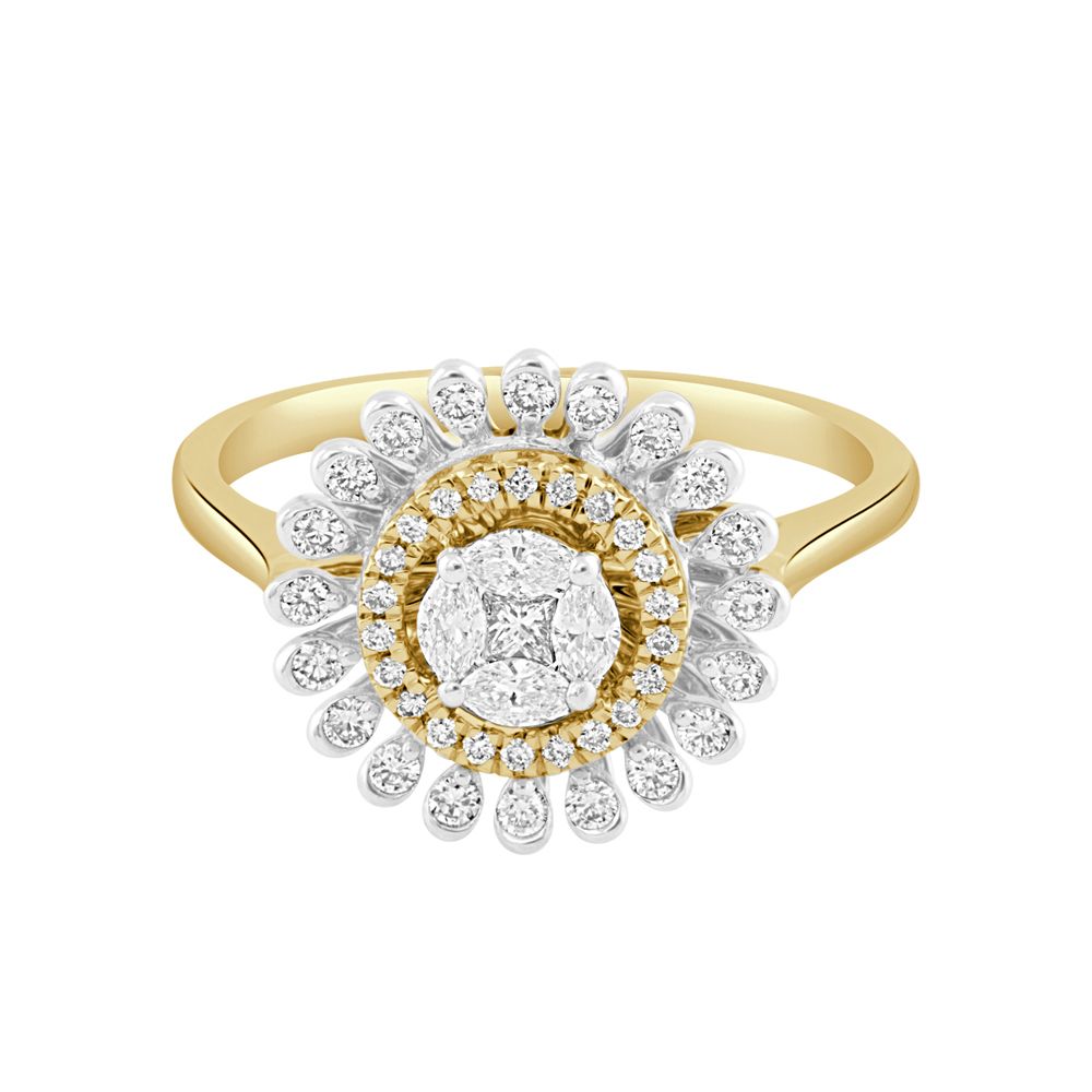 Circular Diamond and Gold Finger Ring-Rings-ORG23062