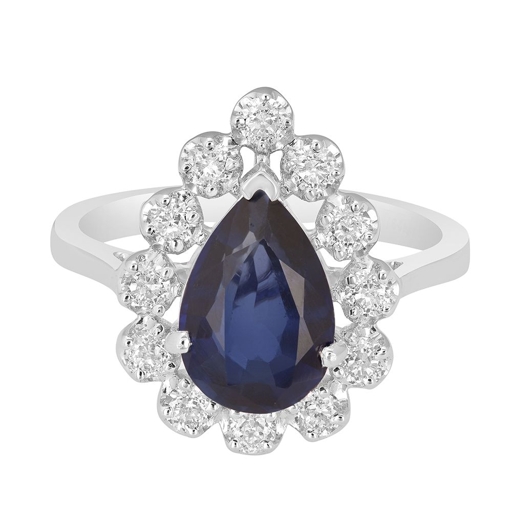 Blue Gemstone Diamond Crown Star Ring-Rings-ORG23067
