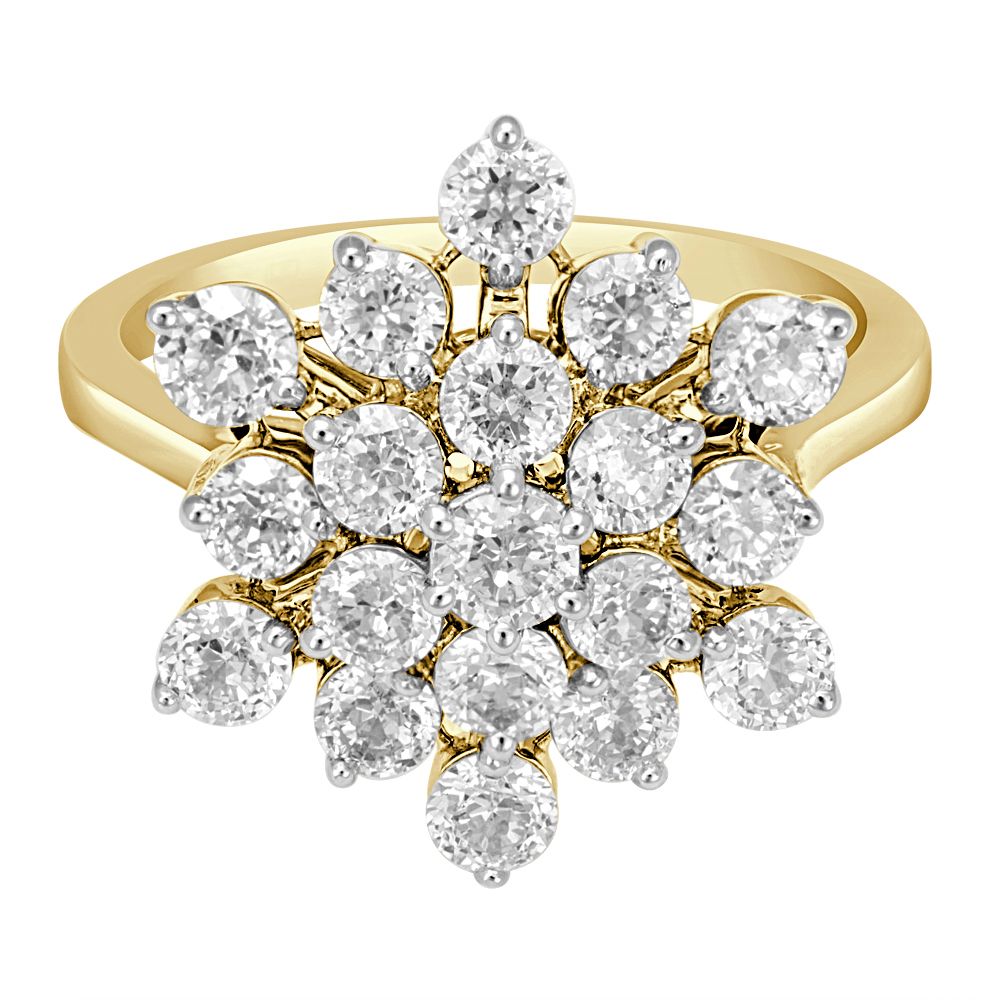 Flower Burst Crown Star Diamond Finger Ring-Rings-ORG23069