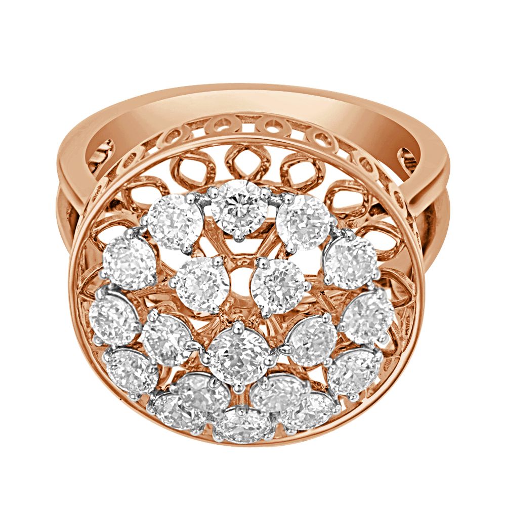 Diamond Studded Filigree Crown Star Ring-Rings-ORG23071