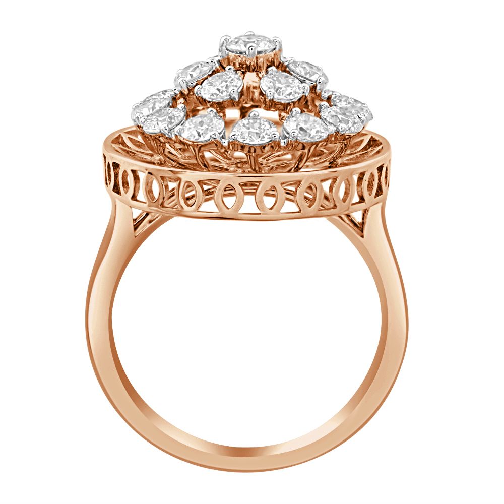 Diamond Studded Filigree Crown Star Ring-Rings-ORG23071