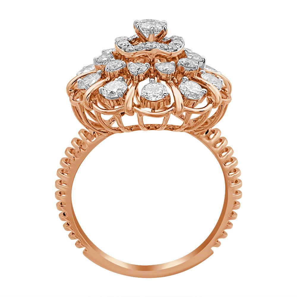 Marigold Flower Patterned Crown Star Gold Ring-Rings-ORG23074