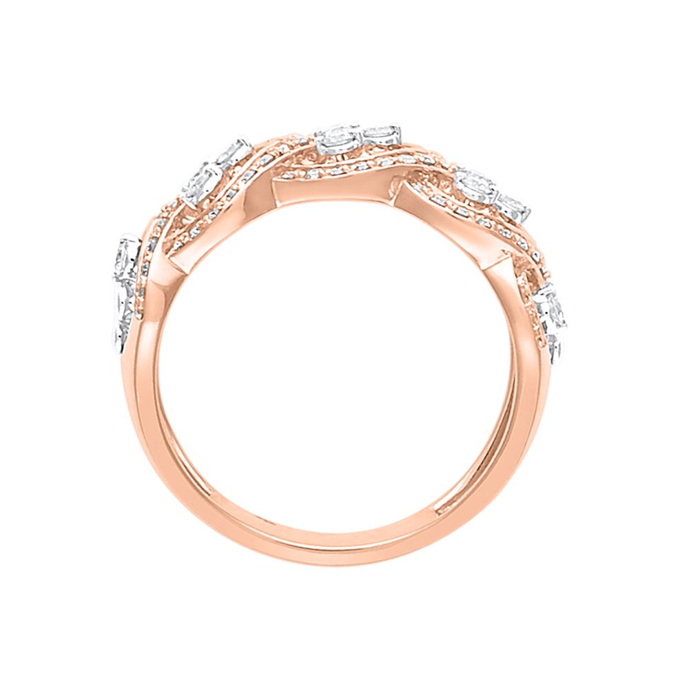 Alluring Leaf Design Diamond Finger Band-Rings-ORG23078