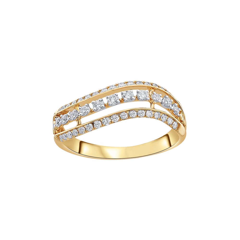 Classy Swirl Design Diamond Finger Ring-Rings-ORG23079