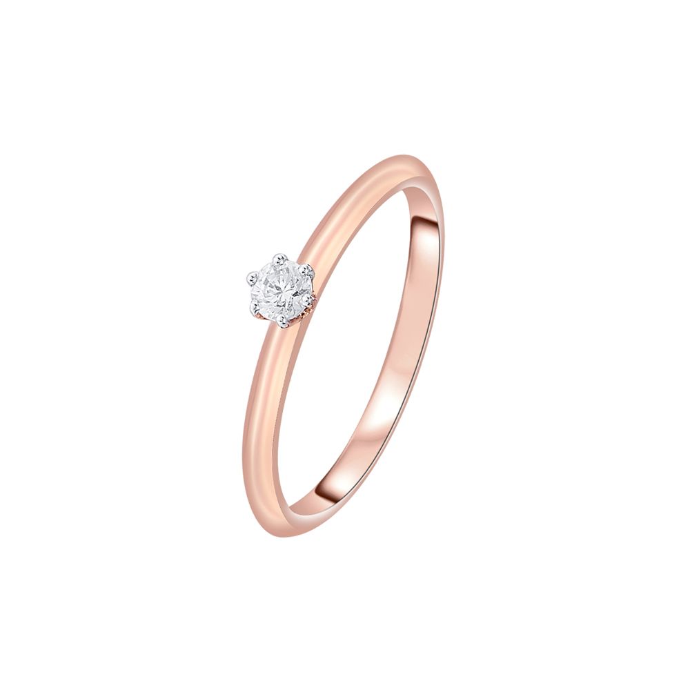 Exquisite 18KT Rose Gold Solitaire Diamond Ring-Rings-ORG23081