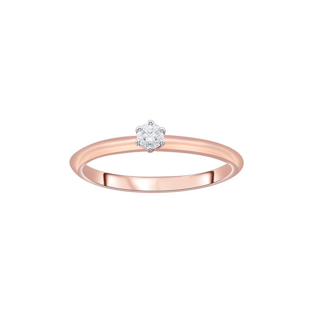 Exquisite 18KT Rose Gold Solitaire Diamond Ring-Rings-ORG23081