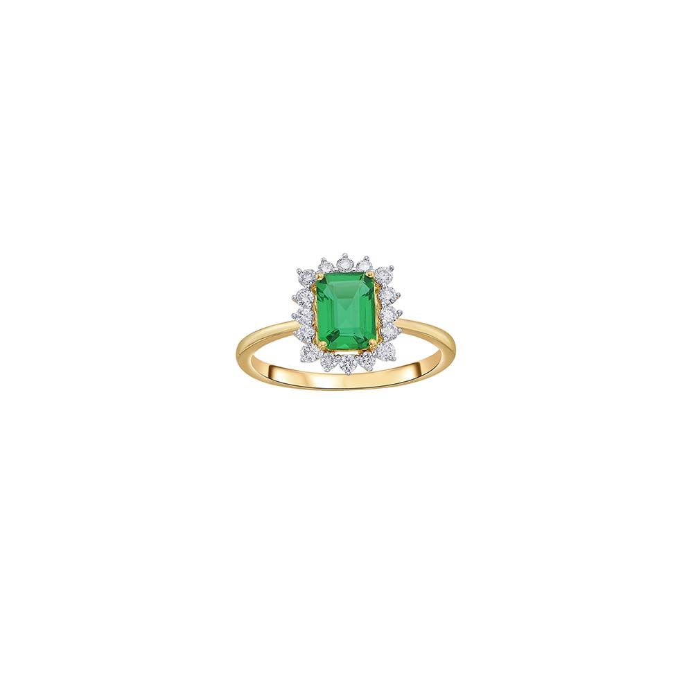 Spangled Emerald Halo Ring-Rings-ORG23E21