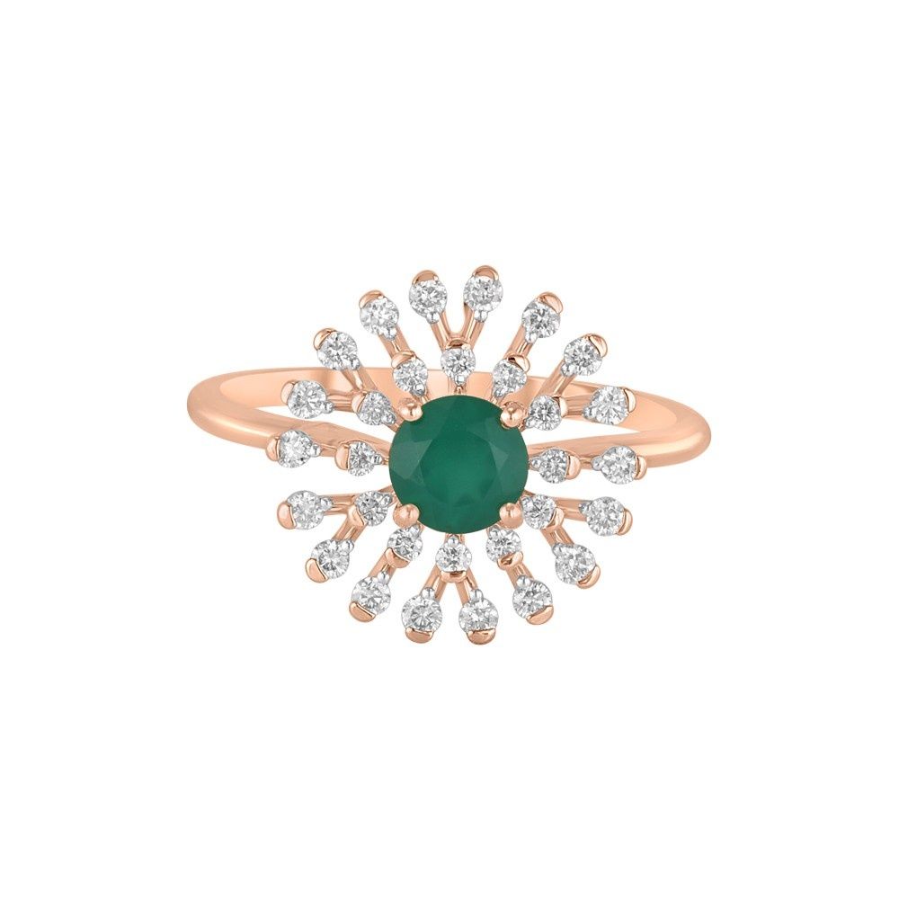 Glowing Green Onyx and Diamond Finger Ring-Rings-ORG23E53
