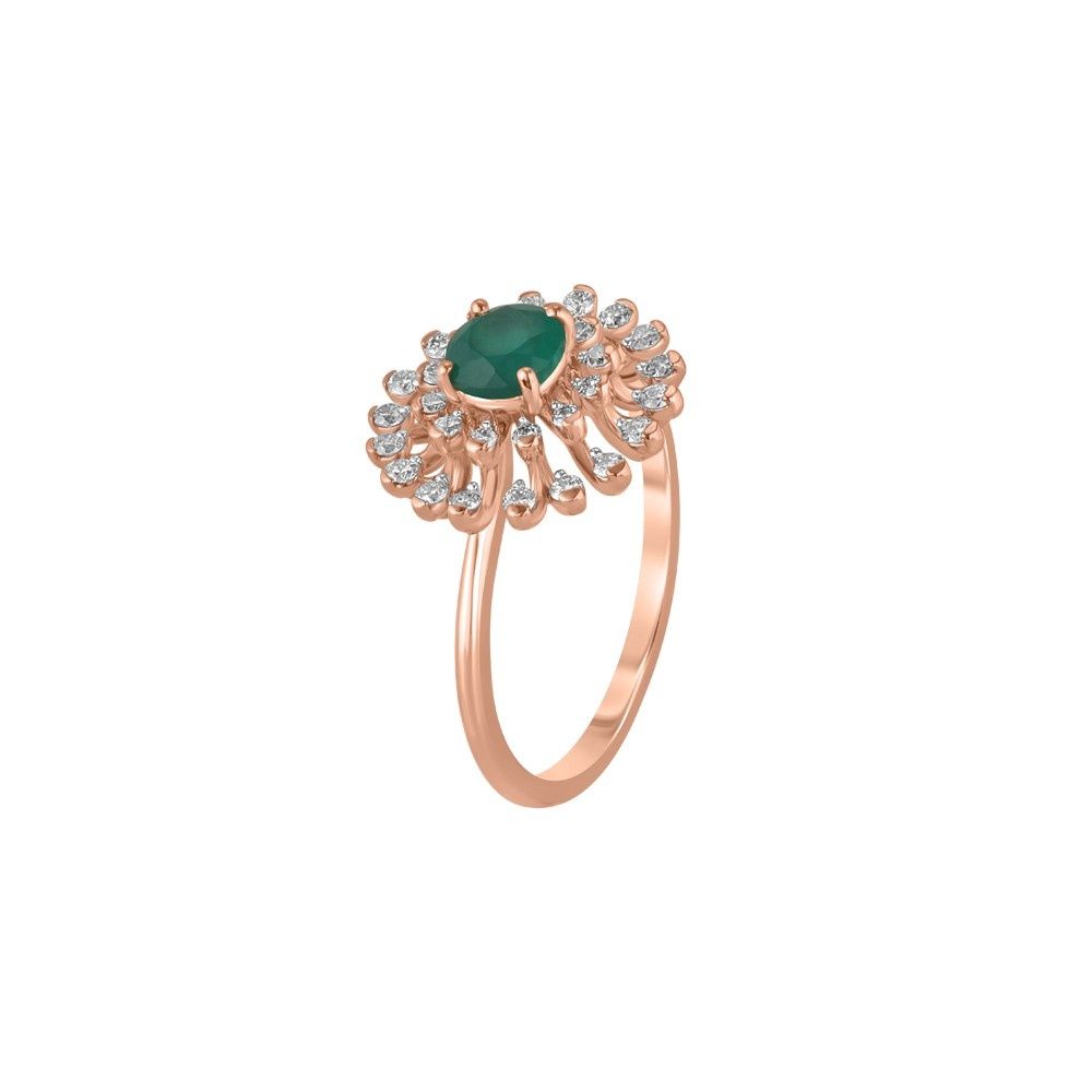 Glowing Green Onyx and Diamond Finger Ring-Rings-ORG23E53