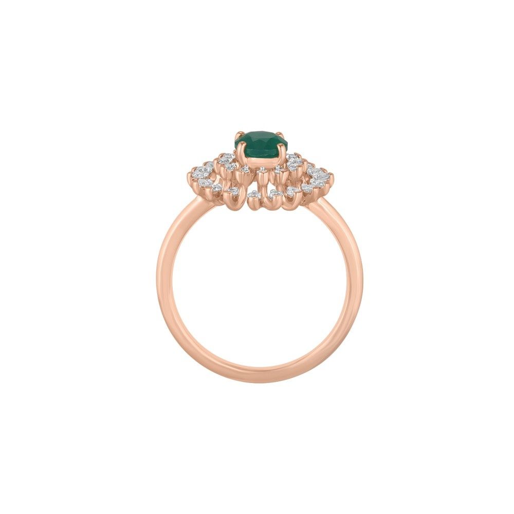Glowing Green Onyx and Diamond Finger Ring-Rings-ORG23E53