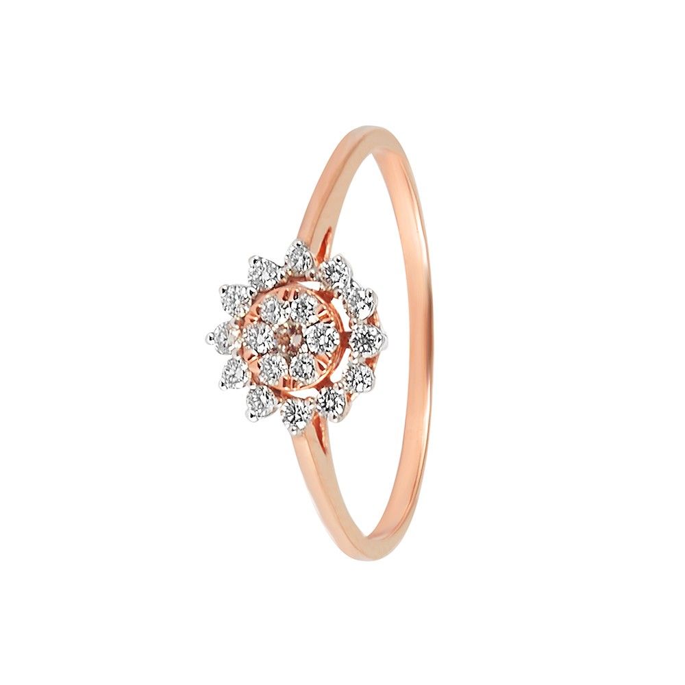 Lustrous Floral Diamond Rose Gold Ring-Rings-ORG23K05