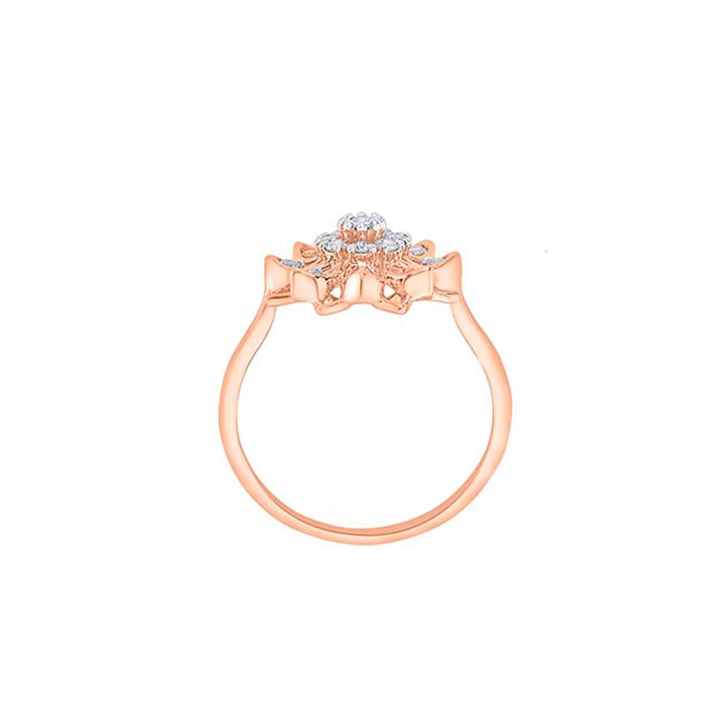Elegant Floral Rose Gold Diamond Ring-Rings-ORG23K10