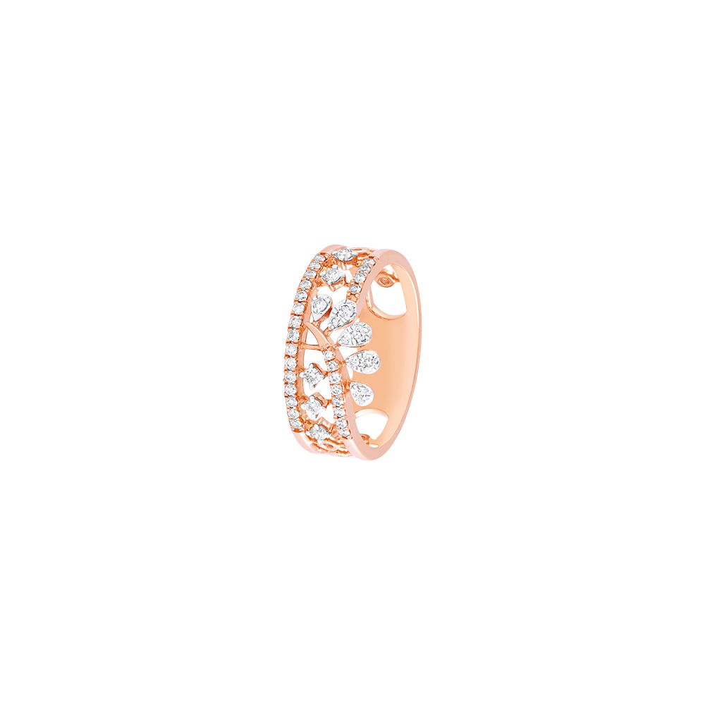 Flora Embedded Diamond Ring-Rings-ORG23K11